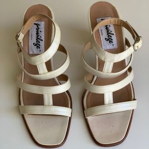 Vintage Ivory Patent Leather Privilege Sandals 7